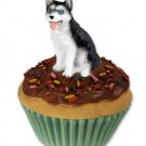 PC17A Husky, Black & White, Blue Eyes Pupcake Trinket Box