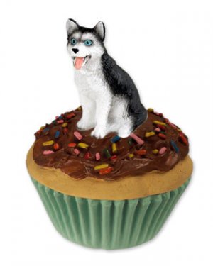 PC17A Husky, Black & White, Blue Eyes Pupcake Trinket Box