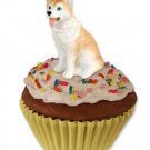 PC17C Husky, Red & White, Blue Eyes Pupcake Trinket Box