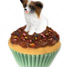 PC47A Papillon, Brown & White Pupcake Trinket Box