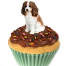 PC80A Cavalier King Charles, Brown & White Pupcake Trinket Box