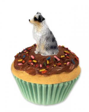 PC99C Australian Shepherd Blue, Docked Pupcake Trinket Box