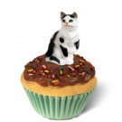 PCC02 Shorthair Black & White Tabby  Kittycake Trinket Box