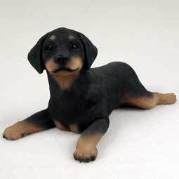 PDF101A Doberman Black Uncropped Puppy Figurine