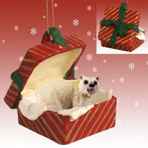 RGBA05 Polar Bear Red Gift Box Ornament