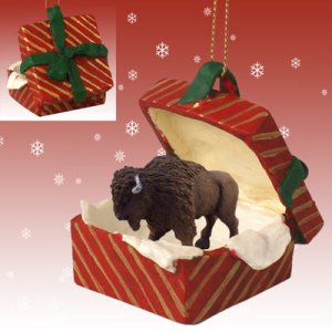 RGBA17 Buffalo  Red Gift Box Ornament