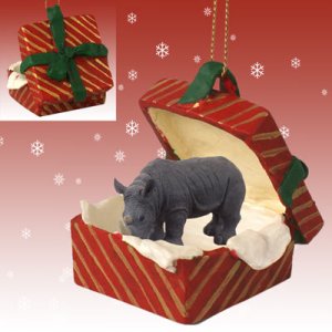 RGBA24 Rhinoceros Red Gift Box Ornament