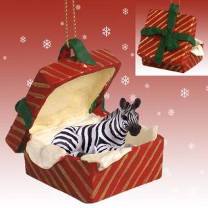 RGBA26 Zebra Red Gift Box Ornament