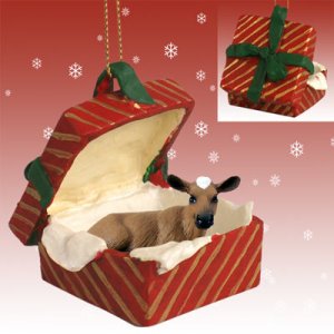RGBA44 Guernsey Cow Red Gift Box Ornament