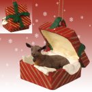 RGBA46 Goat, Brown Red Gift Box Ornament