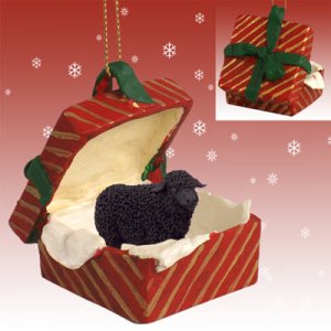 RGBA50 Sheep, Black Red Gift Box Ornament