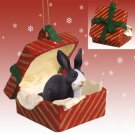 RGBA52 Rabbit, Black & White Red Gift Box Ornament
