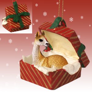 RGBA54 Llama Red Gift Box Ornament