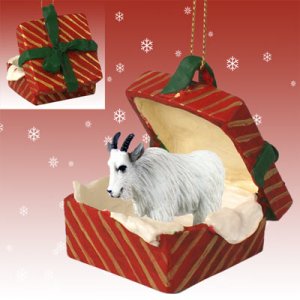 RGBA63 Mountain Goat Red Gift Box Ornament