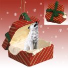 RGBA79 Wolf, White Red Gift Box Ornament