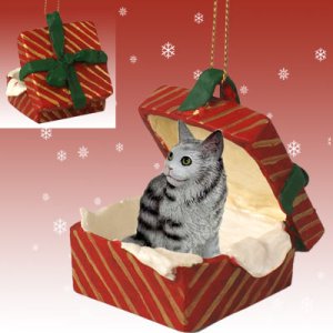 RGBC16 Maine Coon Silver Red Gift Box Ornament