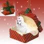 RGBD01A Poodle, White Red Gift Box Ornament