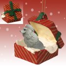 RGBD01B Poodle, Gray Red Gift Box Ornament