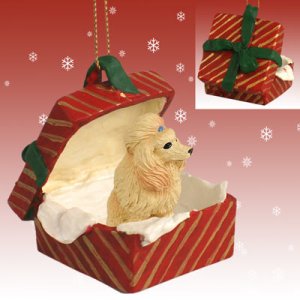RGBD01C Poodle, Apricot Red Gift Box Ornament