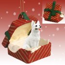 RGBD08C German Shepherd, White Red Gift Box Ornament