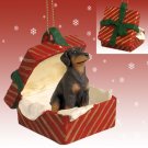 RGBD101B Doberman, Red, Uncropped Red Gift Box Ornament