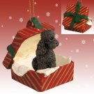 RGBD104E Poodle, Chocolate, Sport cut Red Gift Box Ornament