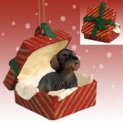 RGBD124 Wire Haired Dachshund Red Gift Box Ornament