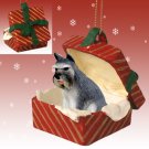 RGBD13B Schnauzer, Gray Red Gift Box Ornament