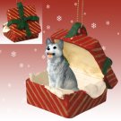 RGBD17D Husky, Gray & White, Brown Eyes Red Gift Box Ornament