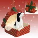 RGBD22B Springer Spaniel, Black & White Red Gift Box Ornament