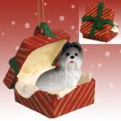 RGBD26A Shih Tzu, Gray Red Gift Box Ornament