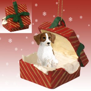 RGBD27B Brittany, Brown & White Red Gift Box Ornament