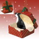 RGBD54A Greyhound, Black & White Red Gift Box Ornament