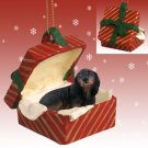RGBD60B Dachshund, Longhaired, Black Red Gift Box Ornament