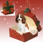 RGBD80A Cavalier King Charles, Brown & White Red Gift Box Ornament