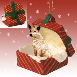 RGBD87A Australian Cattle Dog Red, Red Gift Box Ornament