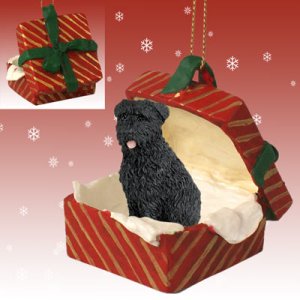 RGBD89 Bouvier, Uncropped Red Gift Box Ornament