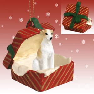 RGBD92D Whippet, Tan & White Red Gift Box Ornament