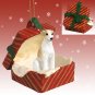 RGBD92D Whippet, Tan & White Red Gift Box Ornament