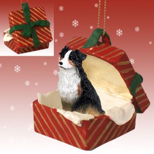 RGBD99E Australian Shepherd Tricolor Red Gift Box Ornament