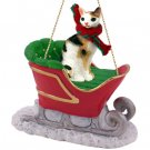 SLC06 Cornish Rex Tortoise & White Sleigh Ride Ornament