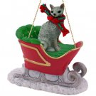 SLC07 Cornish Rex Blue Sleigh Ride Ornament