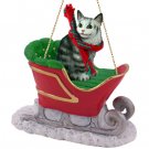 SLC16 Maine Coon Silver Tabby Sleigh Ride Ornament