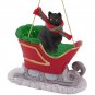 SLC49 Short Hair Black Cat Sleigh Ride Ornament