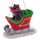 SLD03B Pomeranian, Black  Sleigh Ride Ornament