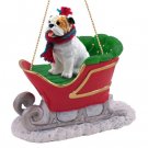 SLD05C Bulldog, White Sleigh Ride Ornament