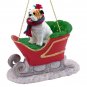 SLD05C Bulldog, White Sleigh Ride Ornament