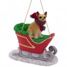 SLD06B Chihuahua, Tan & White Sleigh Ride Ornament