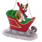 SLD06C Chihuahua, Brindle & White Sleigh Ride Ornament