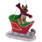 SLD08A German Shepherd, Tan & Black Sleigh Ride Ornament